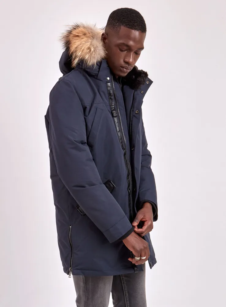 XAVIER | BLACK LABEL PREMIUM DOWN RACCOON FUR TRIM JACKET (-40°C)-NAVY