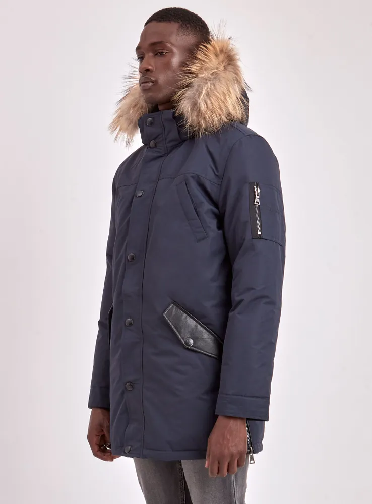 XAVIER | BLACK LABEL PREMIUM DOWN RACCOON FUR TRIM JACKET (-40°C)-NAVY