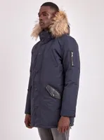 XAVIER | BLACK LABEL PREMIUM DOWN RACCOON FUR TRIM JACKET (-40°C)-NAVY