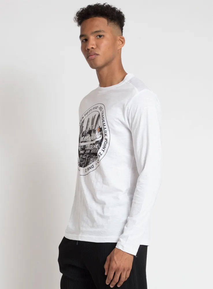 TYLE | PRINTED LONG SLEEVE CREWNECK T-SHIRT