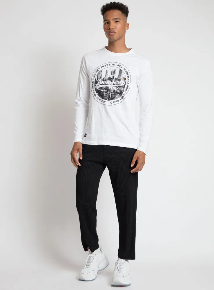 TYLE | PRINTED LONG SLEEVE CREWNECK T-SHIRT