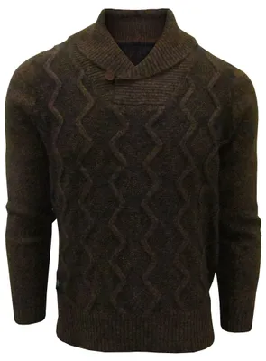 HERMAN | SEMI-FIT CABLE KNIT SHAWL NECK SWEATER