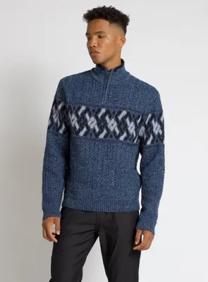 DAVID | Mock neck cable knit sweater