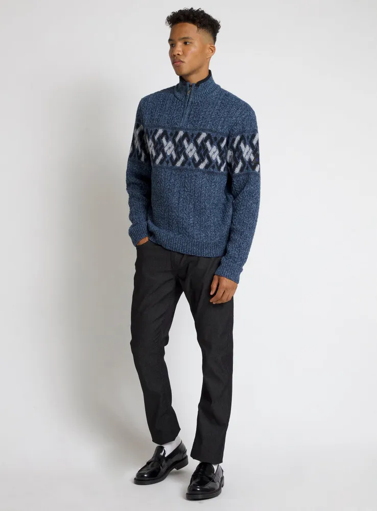 DAVID | Mock neck cable knit sweater