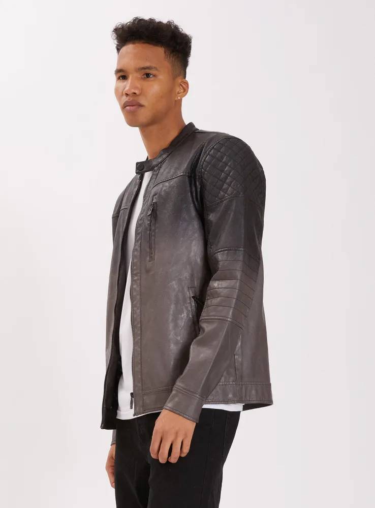 VEGASON | Dip dye vegan leather jacket