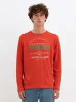 VINTAGE | Printed long sleeve slub crewneck t-shirt