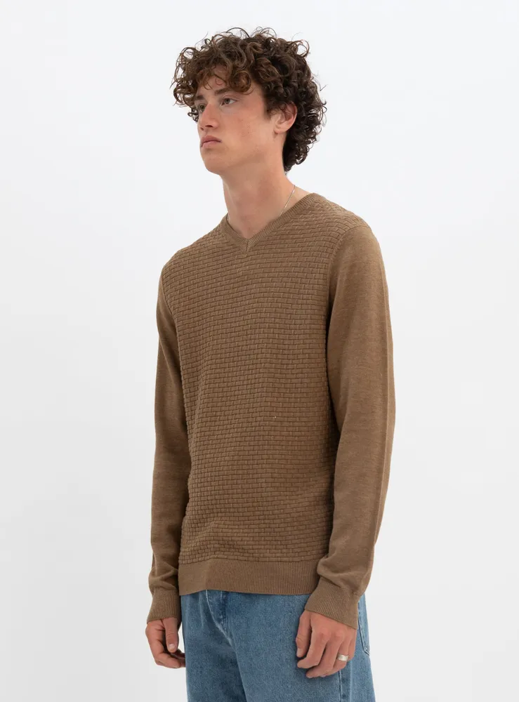 STEN | Cotton v neck fine gauge sweater