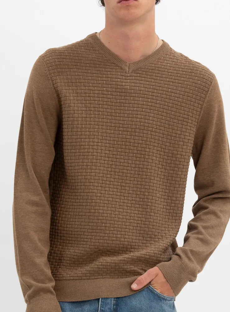 STEN | Cotton v neck fine gauge sweater