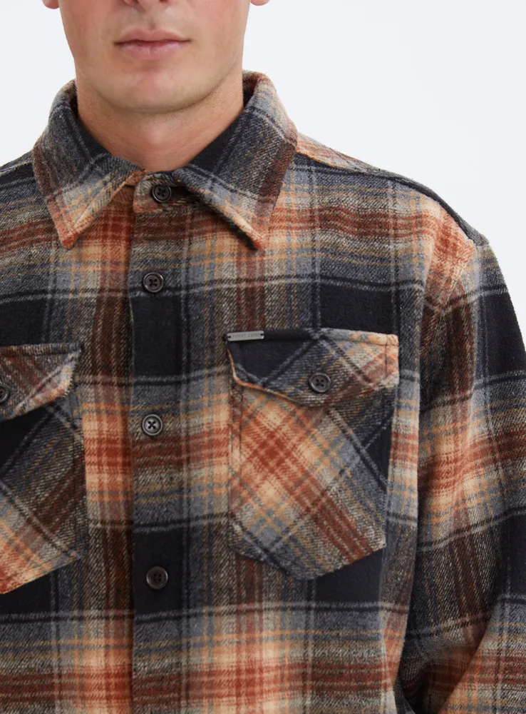IAN| Polar fleece checkered semi-fit overshirt