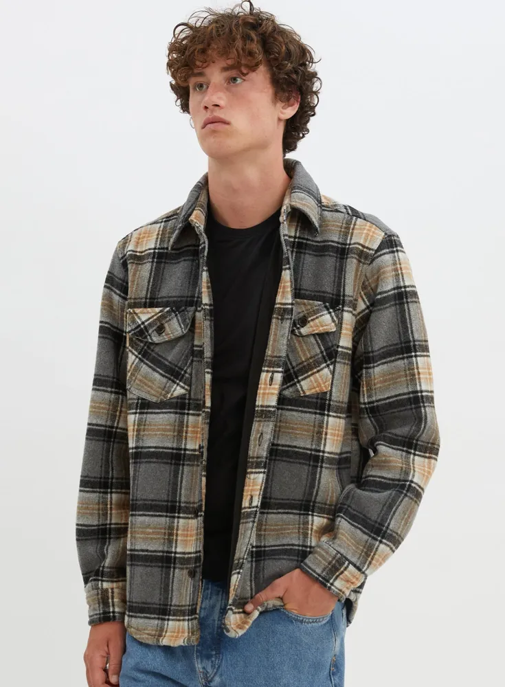 KEN | Polar fleece checkered semi-fit overshirt