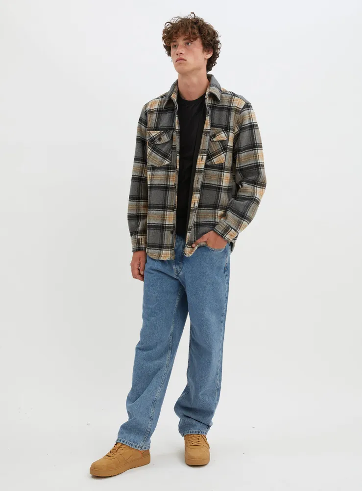 KEN | Polar fleece checkered semi-fit overshirt