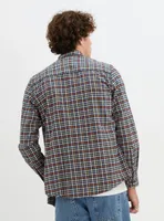 SAFRAN | Semi-fit cotton brushed checkered flannel shirt