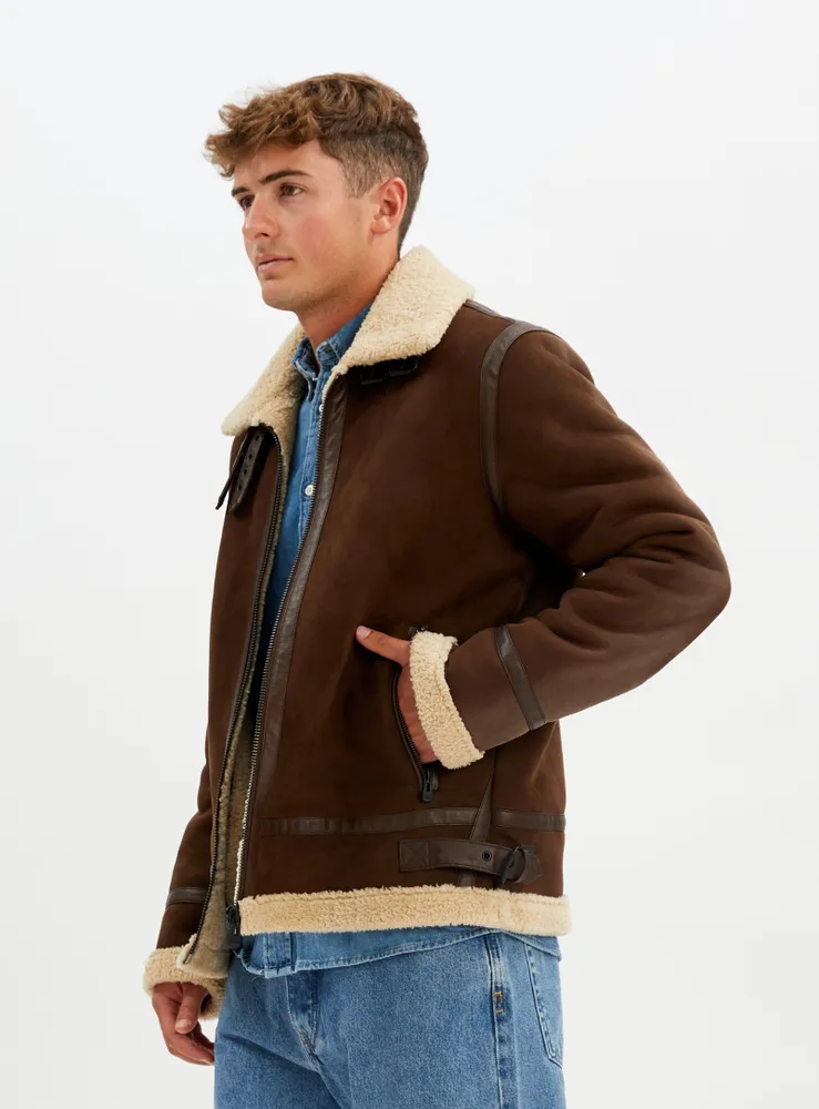 BRADLEY | Aviator vegan shearling jacket