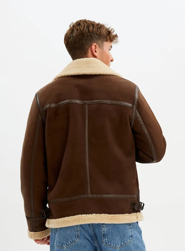 BRADLEY  Aviator vegan shearling jacket – Point Zero