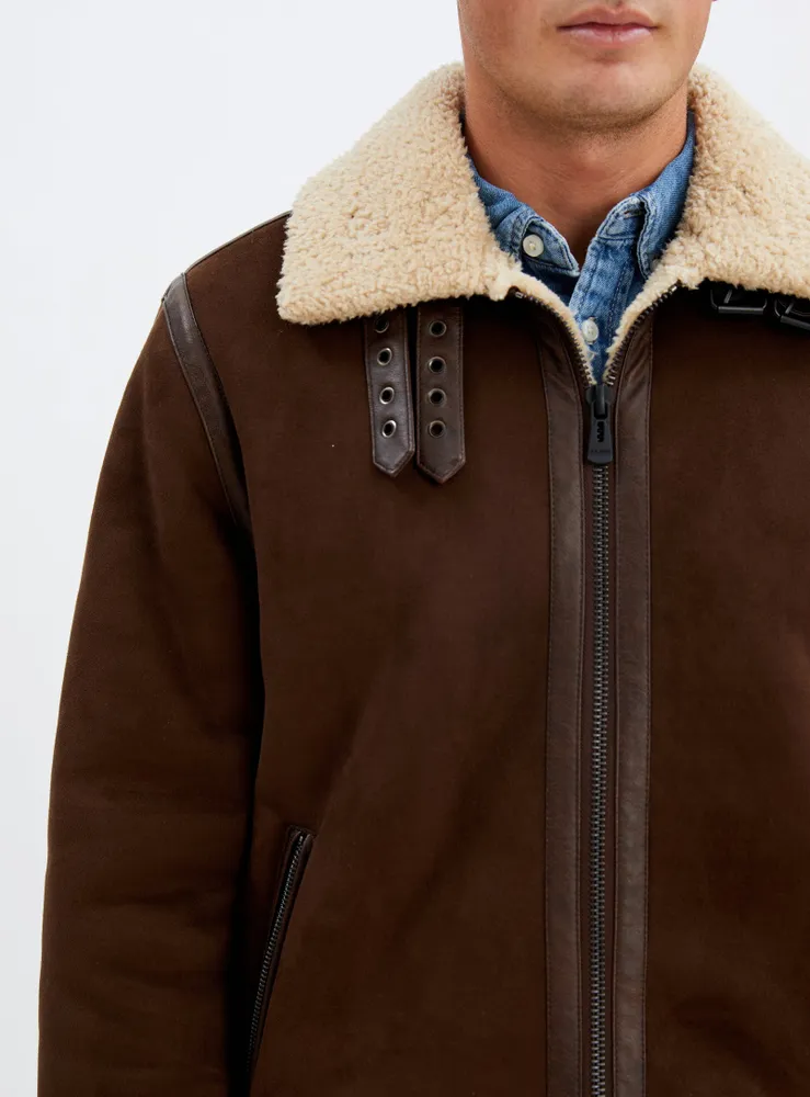 BRADLEY  Aviator vegan shearling jacket – Point Zero