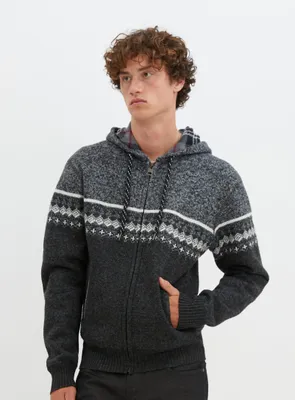 LEON |Hooded colorblock full zip sweater