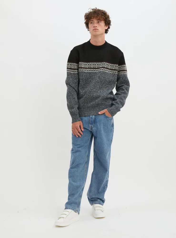 SEBASTIAN | Jacquard crew neck sweater