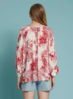 TILA | Red and white floral blouse