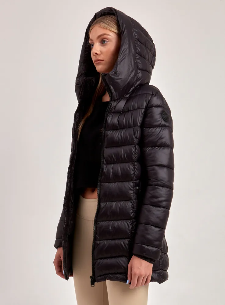 CLAUDIA | LONG MID-WEIGHT PUFFER COAT-BLACK