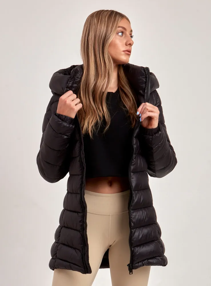 CLAUDIA | LONG MID-WEIGHT PUFFER COAT-BLACK