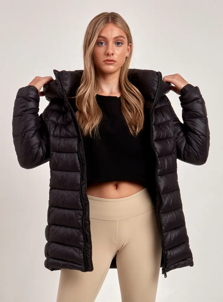 Midweight Faux-Leather Cropped Puffer Jacket