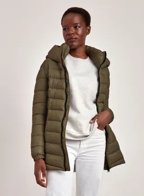 CLAUDIA | LONG MID-WEIGHT PUFFER COAT-ARMY
