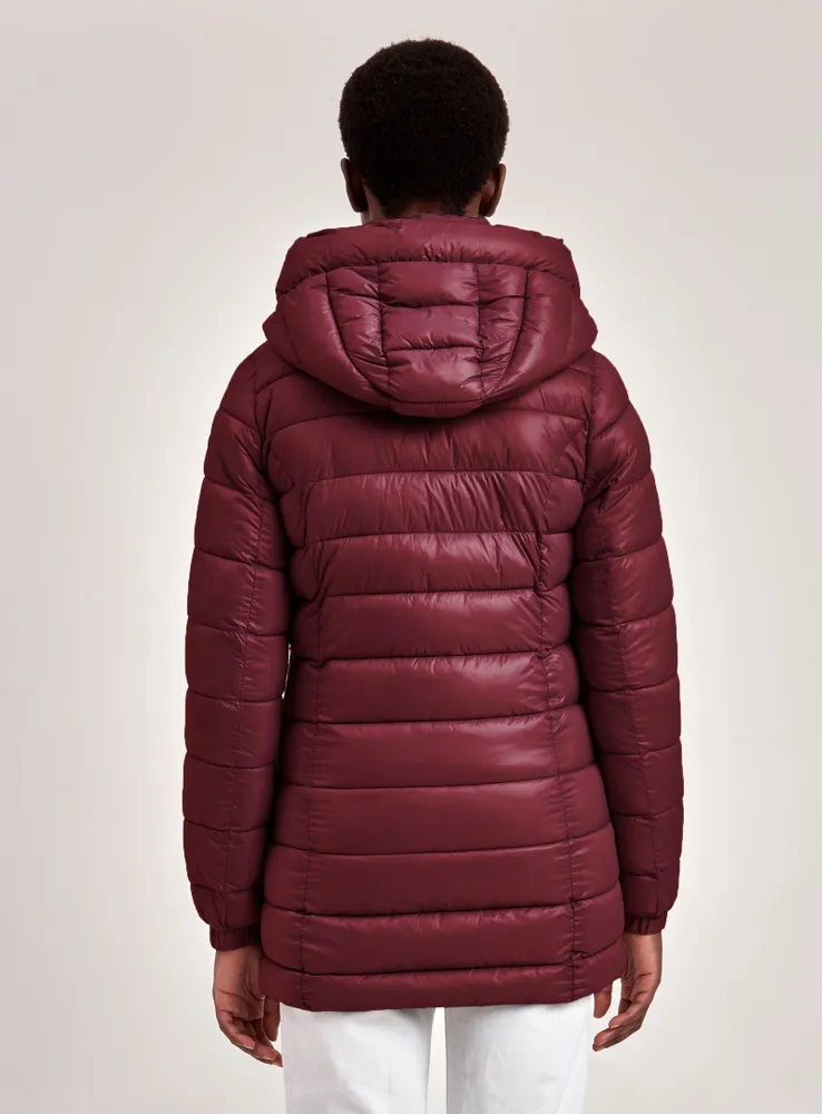 CLAUDIA | LONG MID-WEIGHT PUFFER COAT-CURRANT