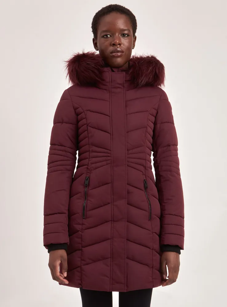 EMILY | PARKA JACKET WITH FAUX-FUR TRIM (-35°C)-CURRANT