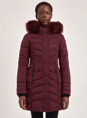 EMILY | PARKA JACKET WITH FAUX-FUR TRIM (-35°C)-CURRANT