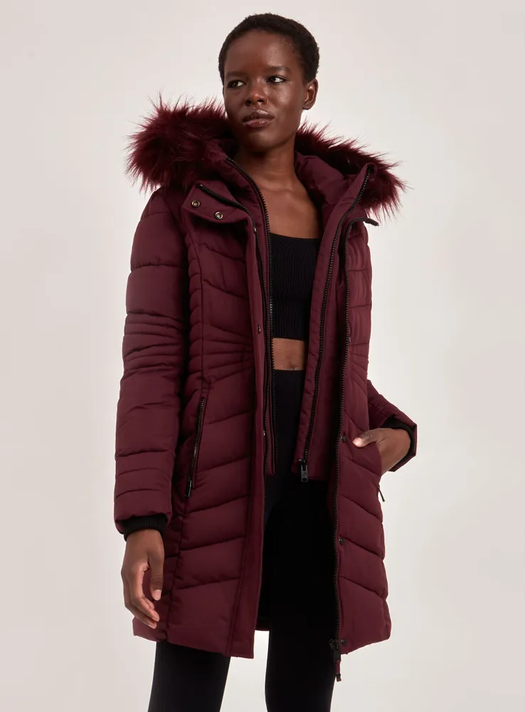 EMILY | PARKA JACKET WITH FAUX-FUR TRIM (-35°C)-CURRANT