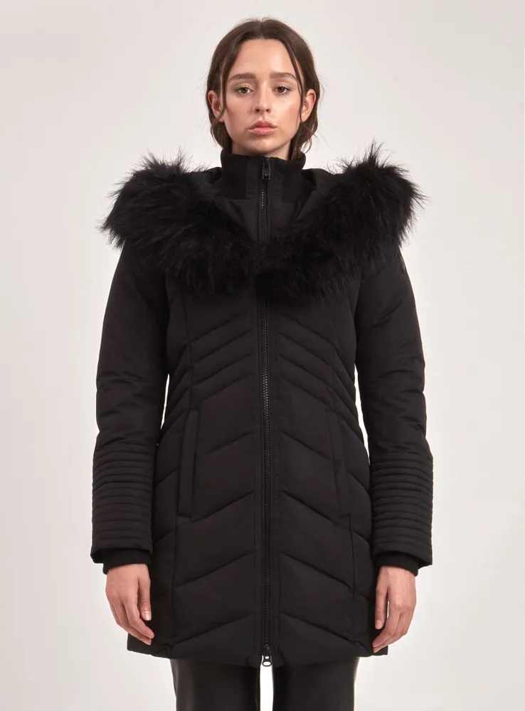 OLYMPIA | PARKA JACKET VEGAN-FUR TRIM (-35°C)-BLACK