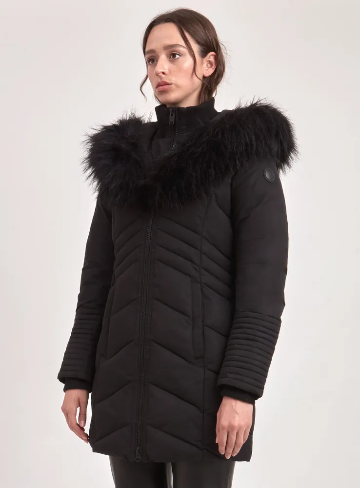 OLYMPIA | PARKA JACKET VEGAN-FUR TRIM (-35°C)-BLACK