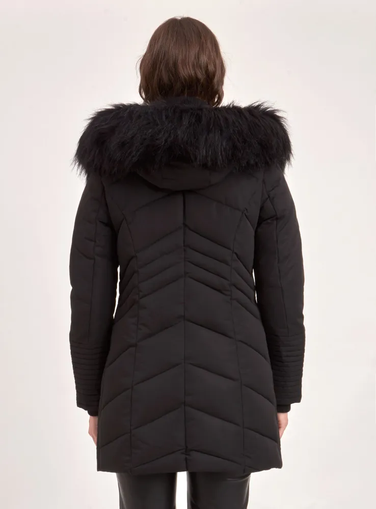 OLYMPIA | PARKA JACKET VEGAN-FUR TRIM (-35°C)-BLACK