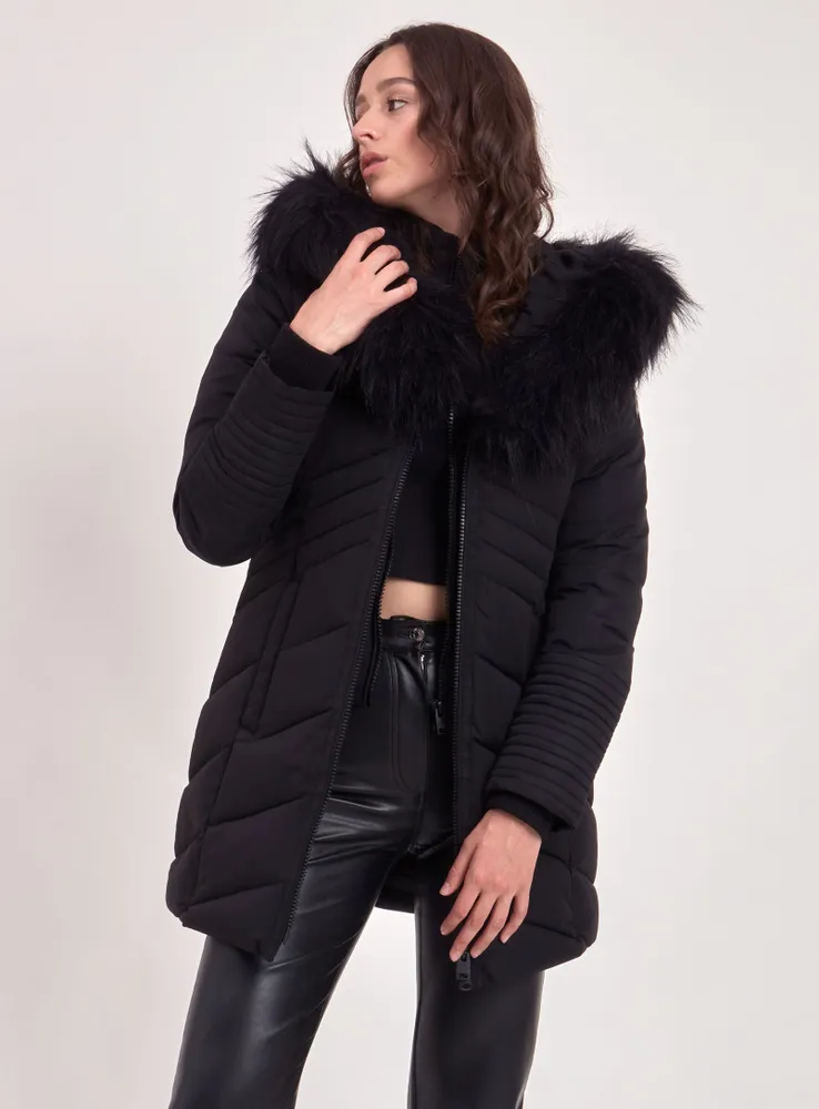 OLYMPIA | PARKA JACKET VEGAN-FUR TRIM (-35°C)-BLACK