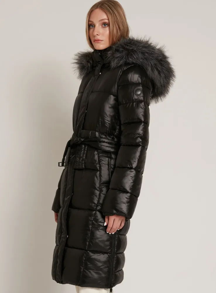 ELODIE |Maxi-length belted hooded puffer jacket