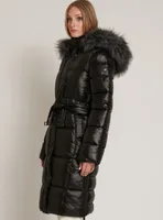 ELODIE |Maxi-length belted hooded puffer jacket