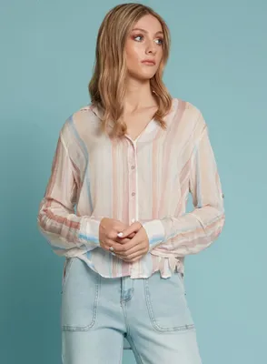 WELA | Striped button front blouse
