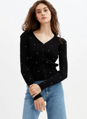 CHLOE | Rhinestone cardigan top