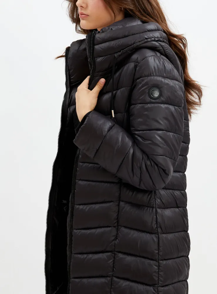 FELICITY | Long mid weight zip front hooded puffer