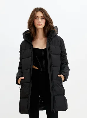 JOSEPHINE | Mid length zip front puffer jacket