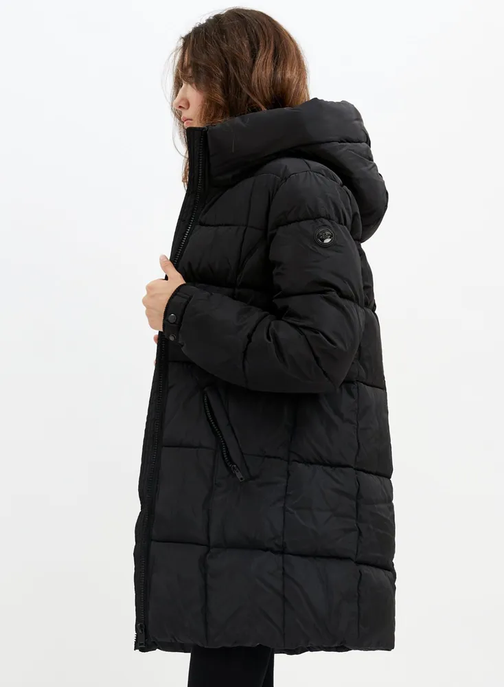 JOSEPHINE | Mid length zip front puffer jacket