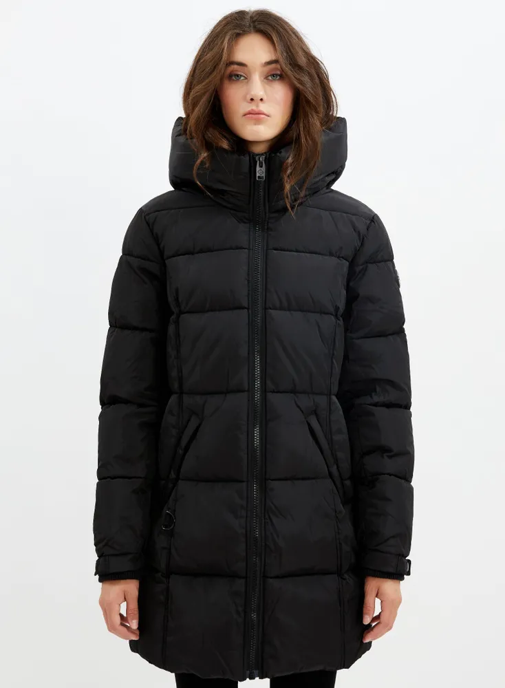 JOSEPHINE | Mid length zip front puffer jacket