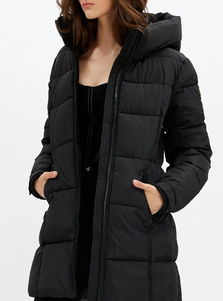 JOSEPHINE | Mid length zip front puffer jacket