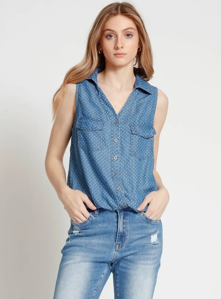 MARA | Sleeveless button front blouse