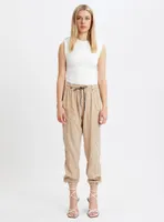 CORALIE | Jogger pants with overlock stitch detail and contrast drawst