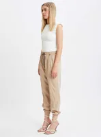 CORALIE | Jogger pants with overlock stitch detail and contrast drawst