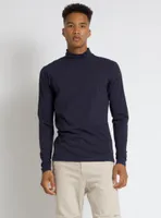 ORGANIC COTTON TURTLENECK T-SHIRT-NAVY