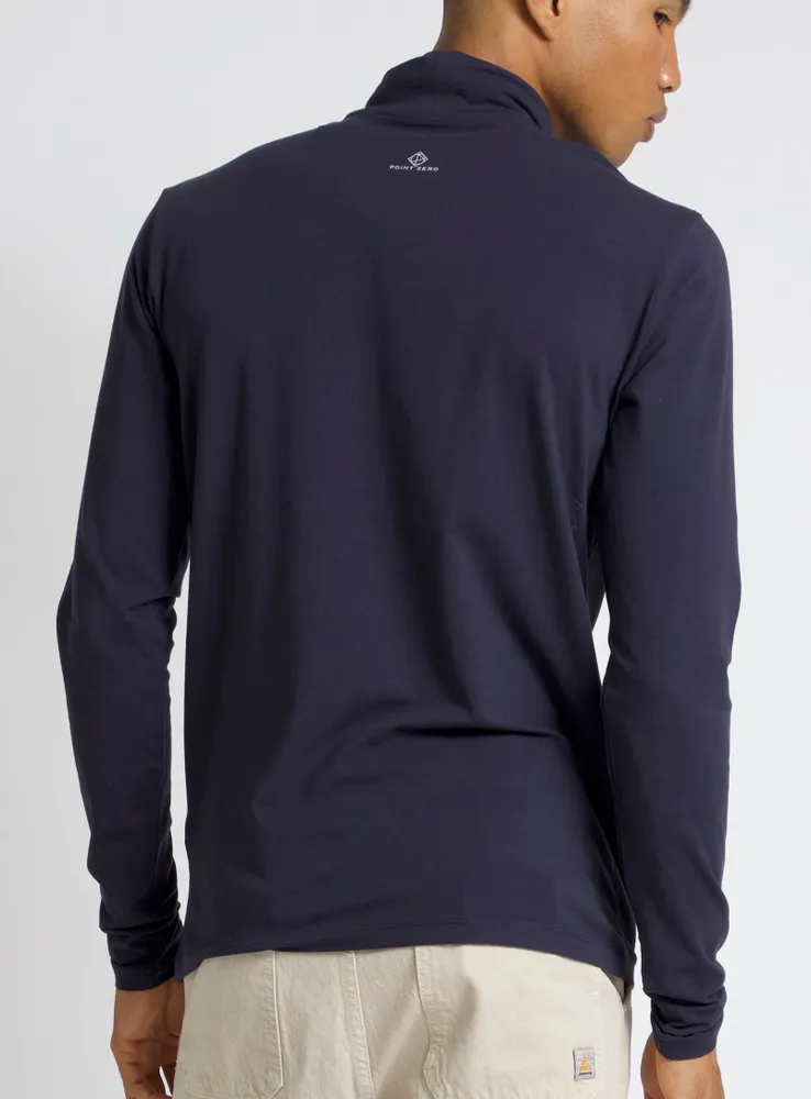 ORGANIC COTTON TURTLENECK T-SHIRT-NAVY