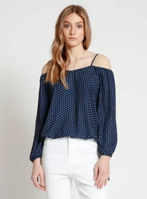 RAMA | Motion Dotted Cold-Shoulder Top