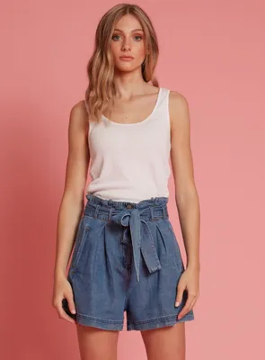 HALA | Belted denim shorts